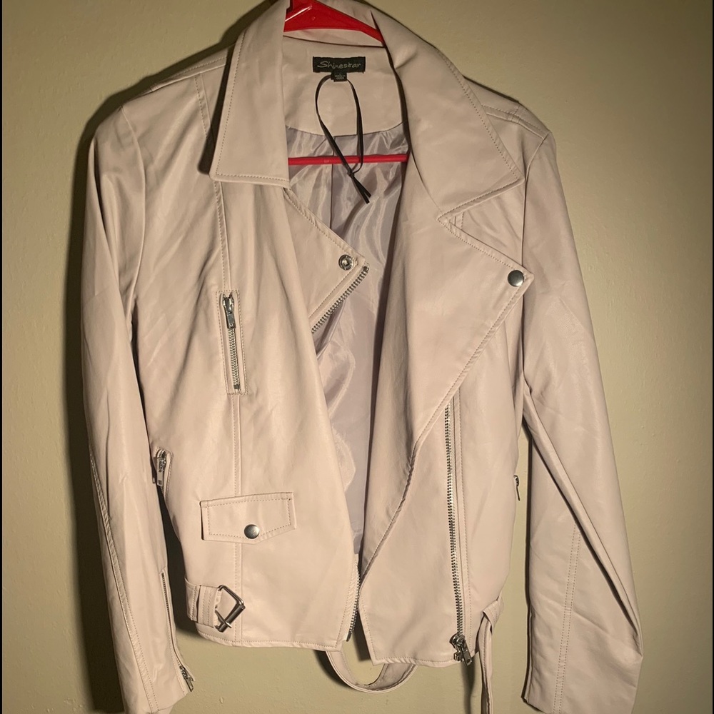Cream Leather Jacket